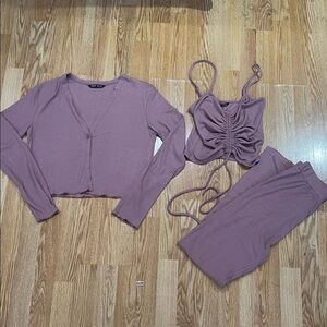 Women's 3-Piece Lounge Set - Dusty Mauve